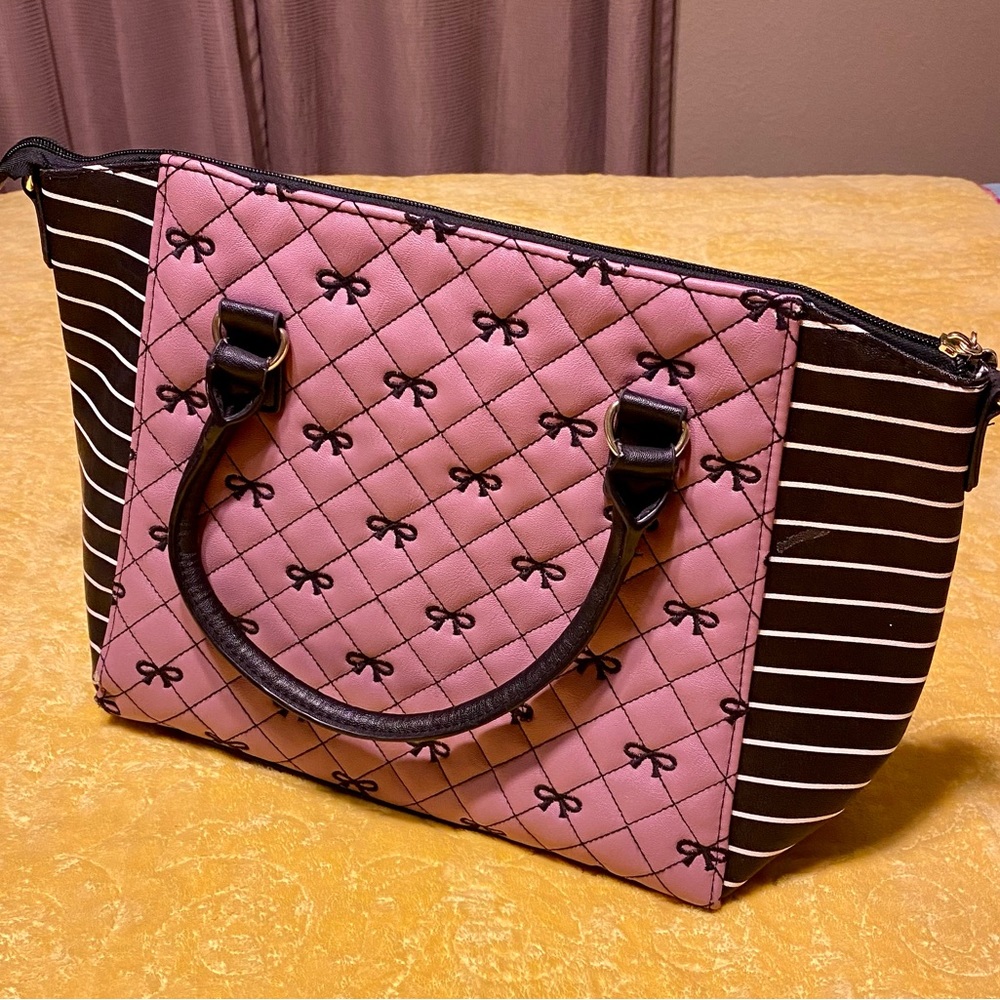 Betsey Johnson Purple/Black Tote Bag Purse